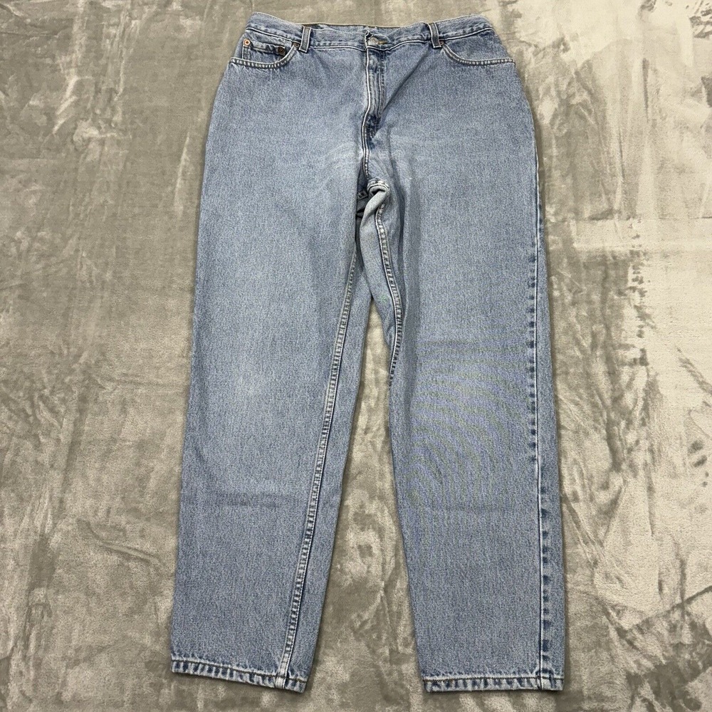 Vtg Levis Jeans Womens 16 Mis M Blue 550 Relaxed Tapered Light Wash Denim Logo